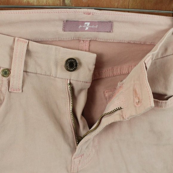 7 FOR ALL MANKIND Jeans Mid Rise Skinny Contour Womens 26 Blush Pink $178 EUC - Picture 7 of 12
